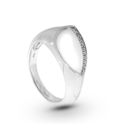 Silberring 925/- rhodiiniert mit weißer...