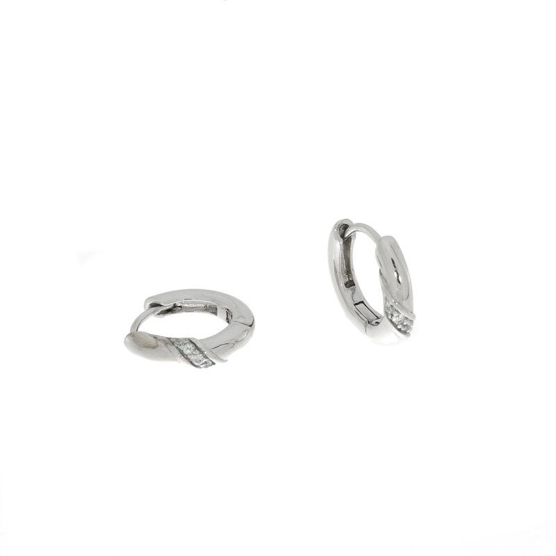 Scharniercreolen 925/- Silber rhodiniert mit Zirkonia 17 mm