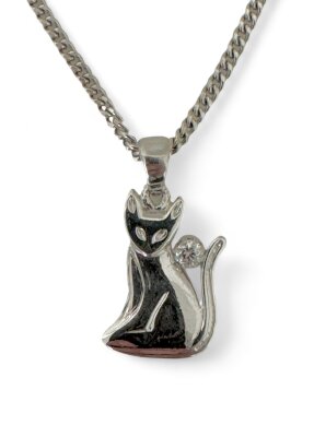 Kettenanhänger 925/-Silber rhodiniert Katze mit...