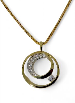 Kettenanhänger 333/-Gelb-/ Weißgold mit Zirkonia 18,5 mm