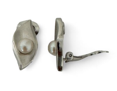 Ohrclips Silber 925/- mit Zuchtperle 24 x 11 mm