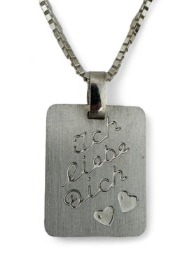 Gravuranhänger 925/-Silber  "Ich liebe...