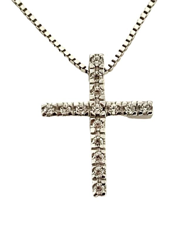 Weißgold Kreuz Anhänger 375/- WG mit Zirkonia 20 x 16 mm