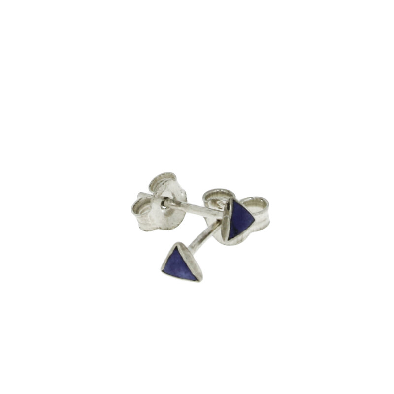 Dreieck-Ohrstecker 925/-Silber mit blauen Lack 3 mm