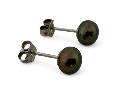 Ohrstecker 925/-Silber rhodiniert graugrüne...