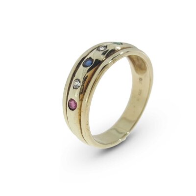 Damenring 333/- Gelbgold mit Rubin / Saphir / Smaragd /...