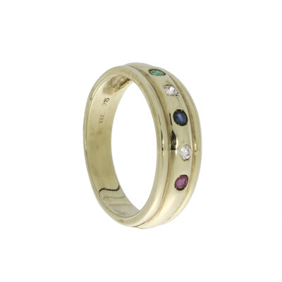 Damenring 333/- Gelbgold mit Rubin / Saphir / Smaragd /...