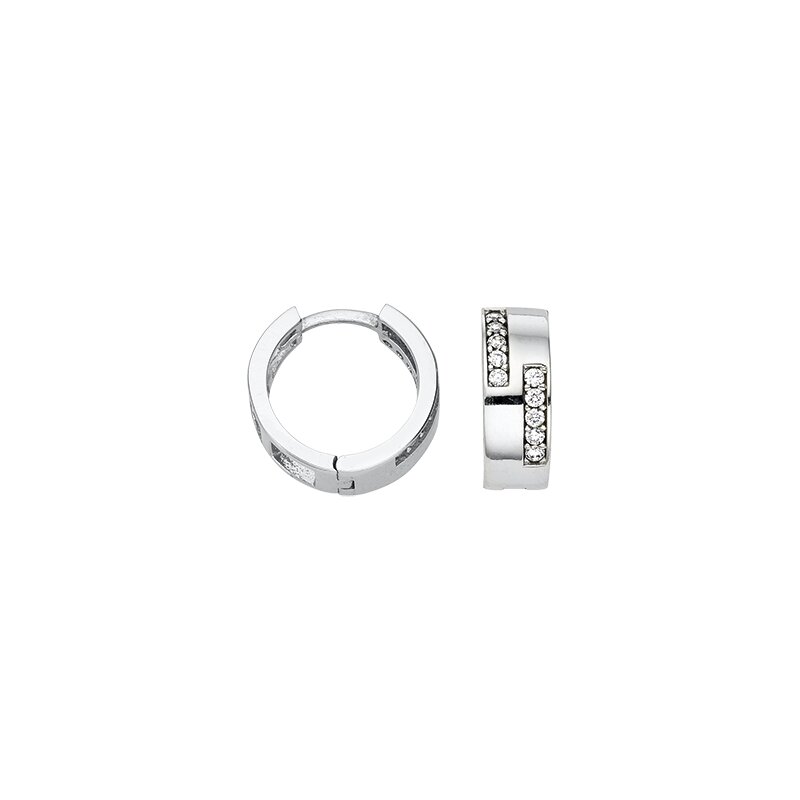 Scharniercreolen 925/-Sterlingsilber mit Zirkonia 12 x 4 mm