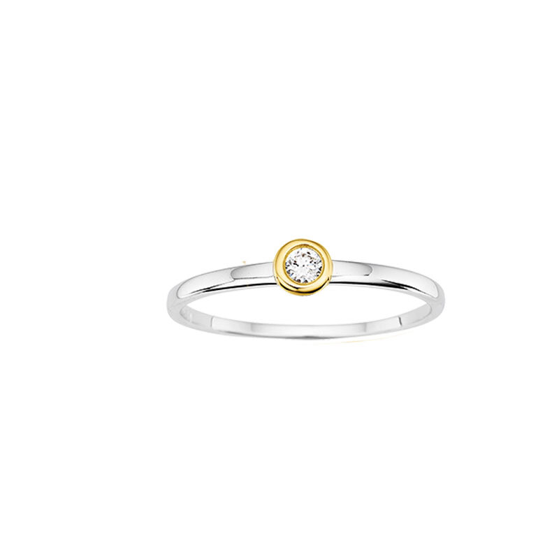 Solitärring Verlobungsring 333/- Weißgold / Gelbgold mit Zirkonia