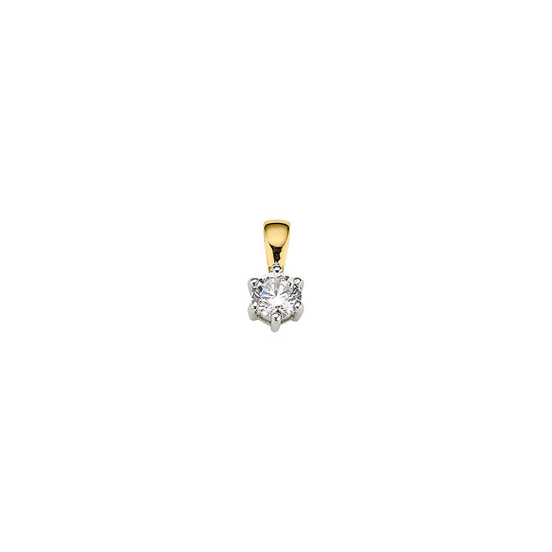 Solitär Kettenanhänger 333/- Gelb-/Weißgold mit Zirkonia 5 mm ohne Schlaufe