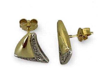 Ohrstecker 585/- Gelb-/ Weißgold mit Brillantbesatz 13,5 x 11 mm