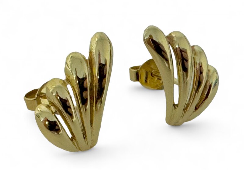 Ohrstecker 333/- Gelbgold Fächermotiv 15 x 14 mm