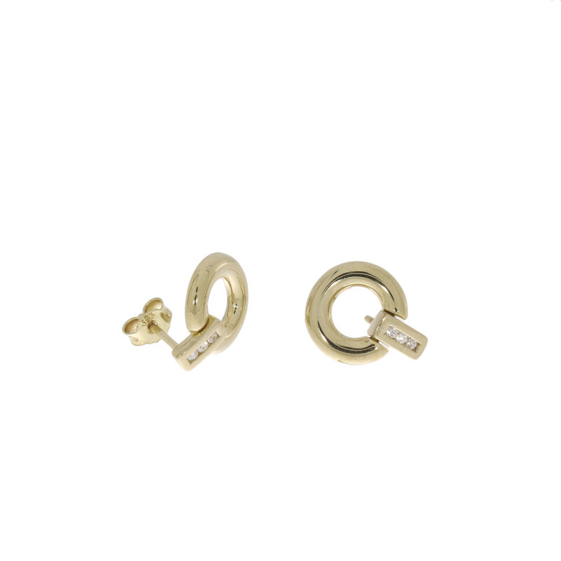 Ohrstecker 333/- Gelbgold mit Zirkonia 12 mm