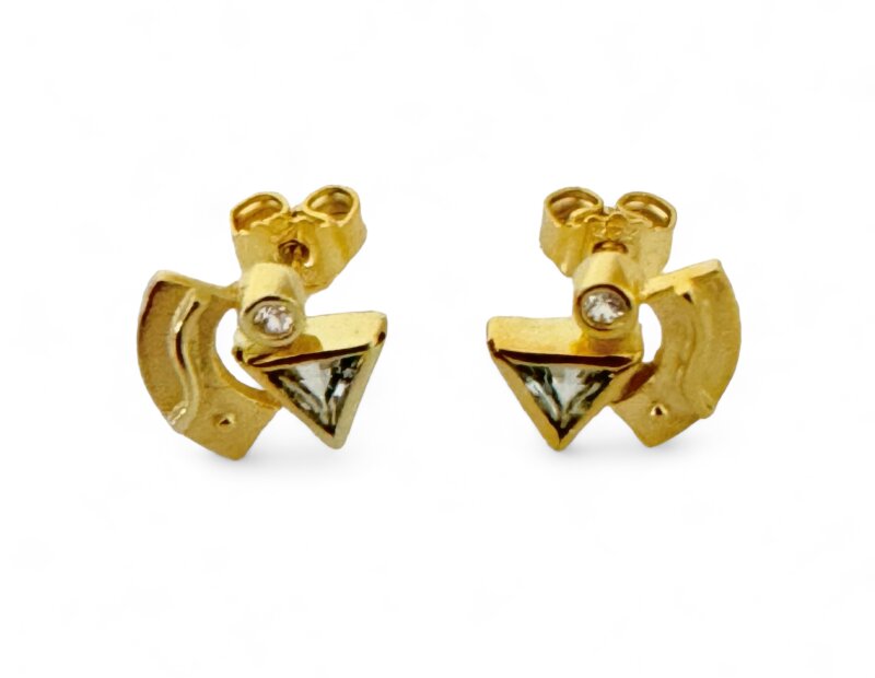 Ohrstecker 333/- Gelbgold mit Blautopas / Zirkonia 12 mm