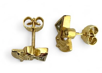Ohrstecker 333/- Gelbgold mit Blautopas / Zirkonia 12 mm