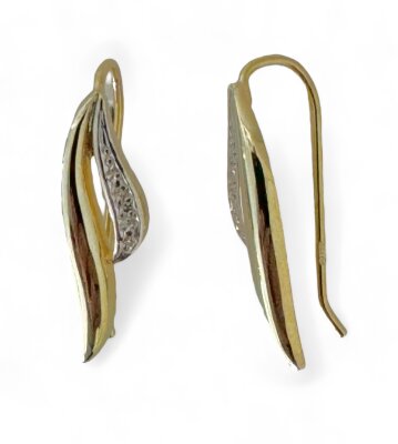 Ohrhaken 333/-Gelb-/ Weißgold mit Diamant 25 mm