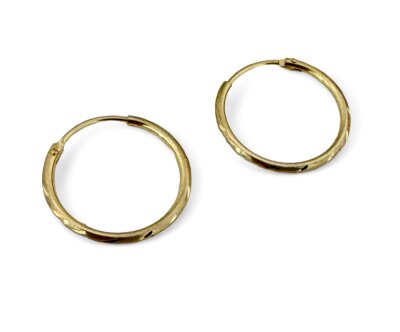 Rohrcreolen Ø 15 mm 333/- Gelbgold 1,2 mm mit Erdbeermuster