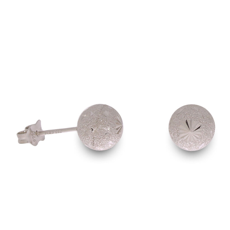 Kugelohrstecker 925/- Sterlingsilber rhodiniert 8 mm mit Schliff