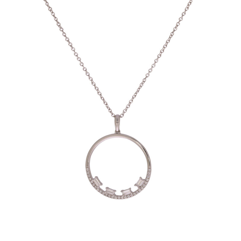Kette mit Anhänger 925/- Silber rhodiniert mit Zirkoniabesatz 42 + 3 cm