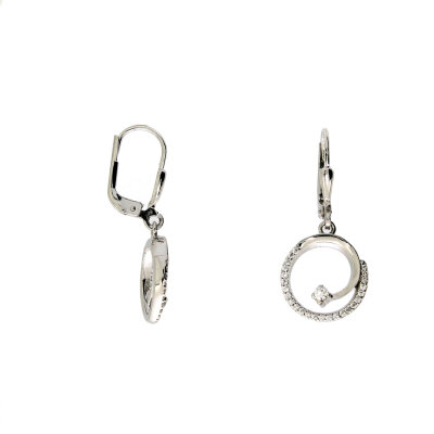 Ohrhänger 925/- Silber rhodiniert Zirkonia 27 x 12 mm