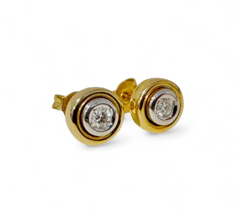 Brillant-Ohrstecker 750/- Gold bicolor 0,20ct w/si 8,5 mm