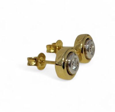 Brillant-Ohrstecker 750/- Gold bicolor 0,20ct w/si 8,5 mm