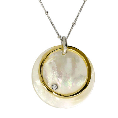 Kette 925/- Sterlingsilber mit Perlmuttanhänger 30 mm