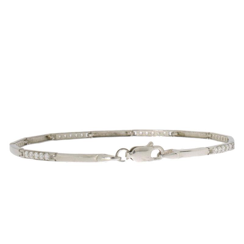 Silberarmband 925/- Sterlingsilber mit Zirkoniabesatz 18,5 cm