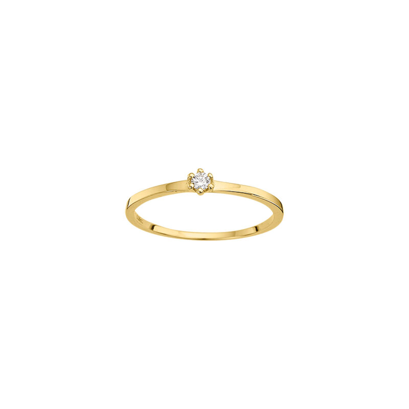 Solitärring Verlobungsring mit Brillant 0,05ct 585/- Gelbgold Gr. 50