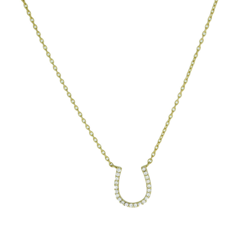 Kette mit Hufeisen 925/- Sterlingsilber vergoldet 45 cm