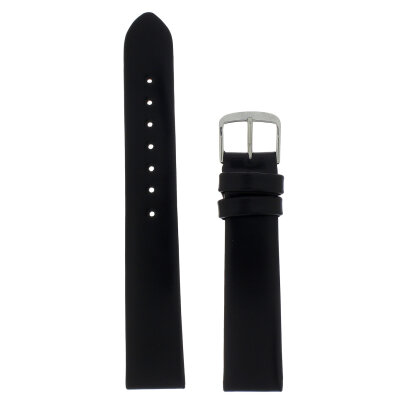 Uhrenlederband Filigran 18-16 mm schwarz glänzend