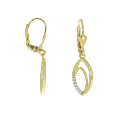 Ohrhänger 333/- Gelbgold mit Zirkonia 30 x 8 mm