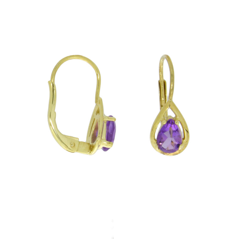 Bouton-Ohrhänger 333/- GG mit Amethyst