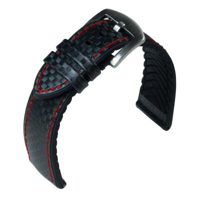 Uhrenarmband EUTec Carbon Schwarz / rot