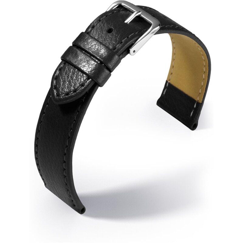 Uhrenlederband Kansas Schwarz 14 mm
