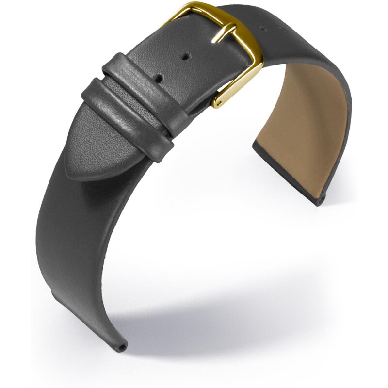 Uhenlederarmband Dolly Grau 14 mm weiches Kalbleder ohne Naht
