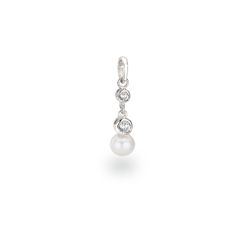 Perlenanhänger 925/- Silber rhodiniert Zirkonia 20 mm