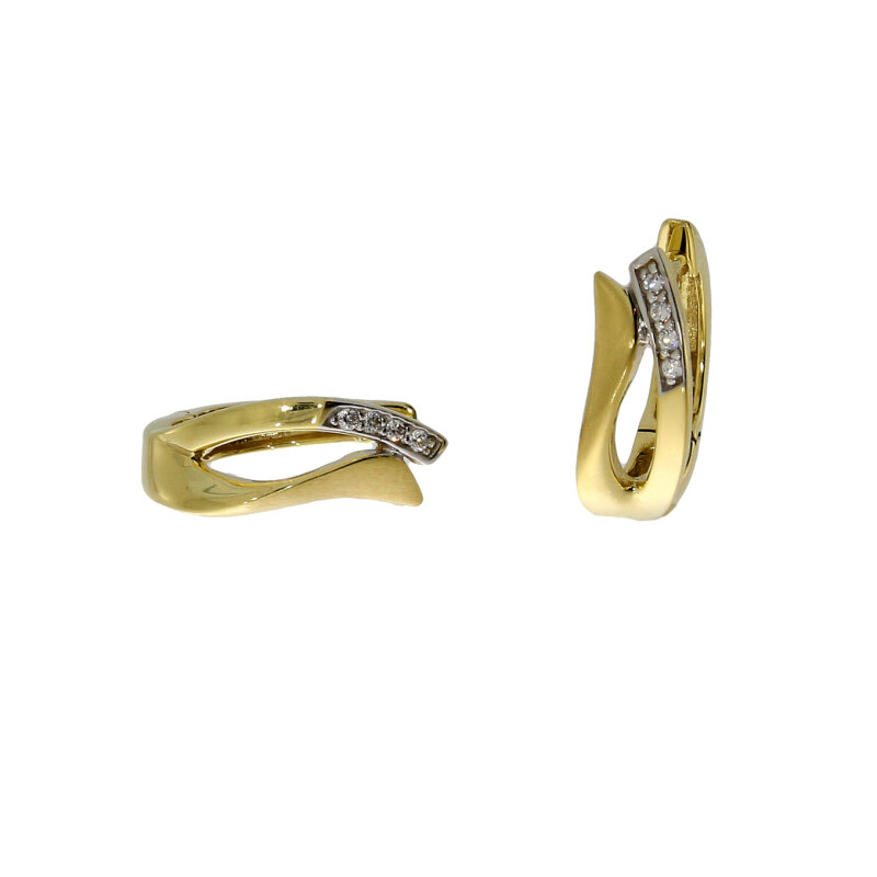 Scharniercreolen 333/- Gelbgold mit Zirkonia 14 x 5 mm