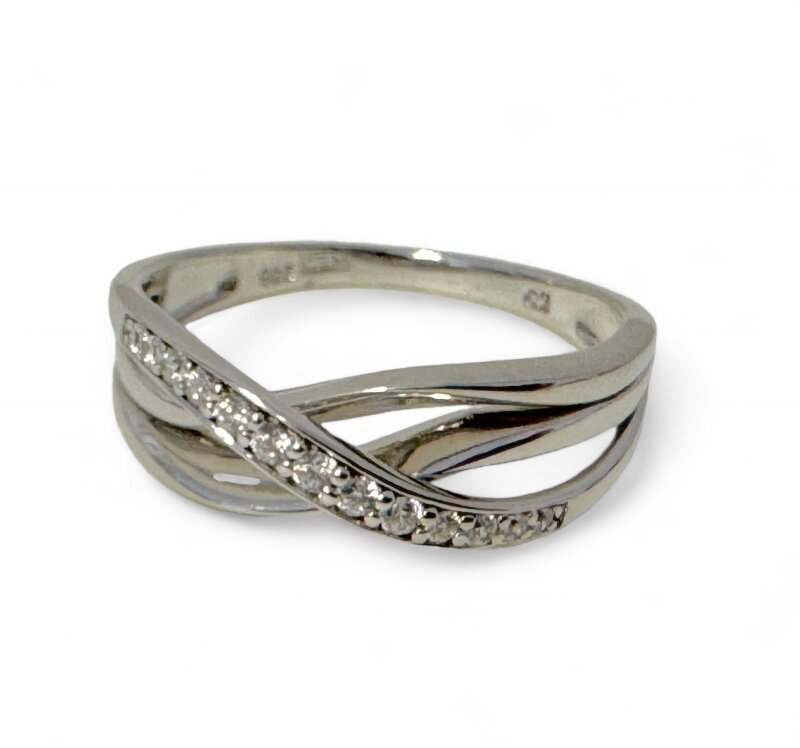Silberring 925/- rhodiniert mit Zirkonia in Übergröße 62
