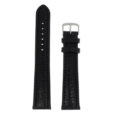 Uhrenlederband Record schwarz 22 mm Normallänge