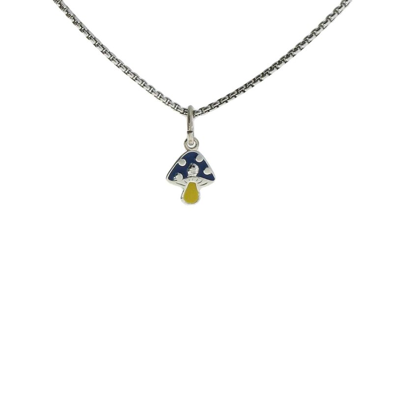 Kettenanhänger Fliegenpilz 925/- Sterlingsilber blau 10 mm