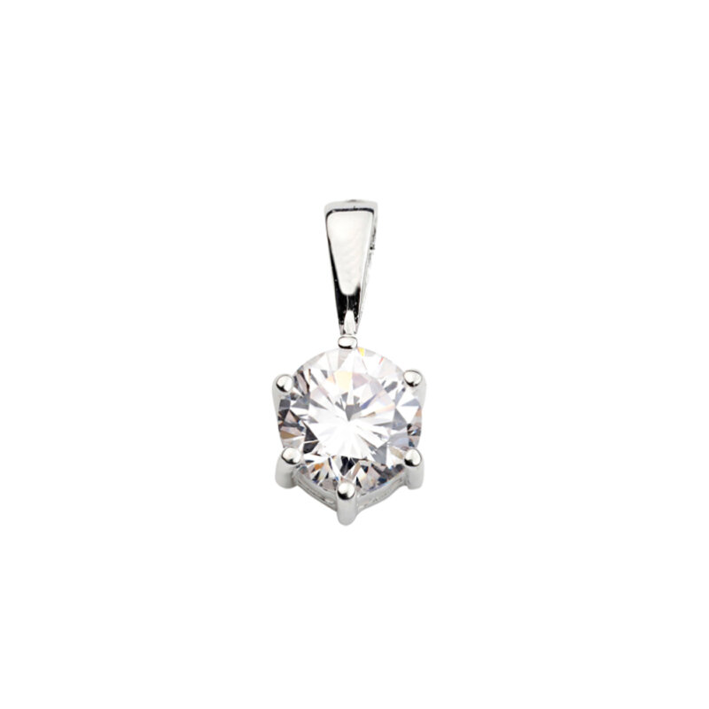 Solitär Kettenanhänger 925/- Sterlingsilber rhodiniert 9 mm