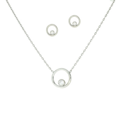 Schmuckset 925/- Sterlingsilber rhodiniert Kreise mit...