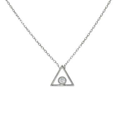 Schmuckset 925/- Silber rhodiniert Dreieck Kette und Ohrstecker