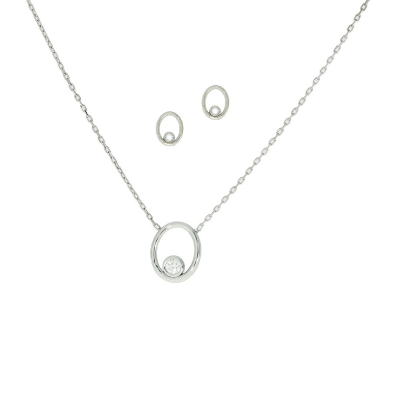 Schmuckset "ovale Kreise" 925/- Sterlingsilber rhodiniert