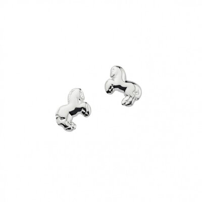 Ohrstecker Pferd 925/- Sterlingsilber rhodiniert 6 x 7 mm