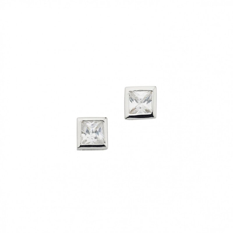 Ohrstecker 925/-- Sterlingsilber rhodiniert Zirkonia 6 x 6  mm
