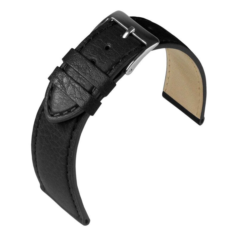Uhrenlederband Country Schwarz 18 mm