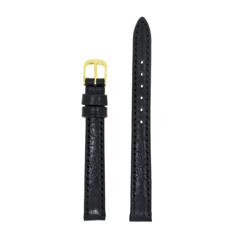 Uhrenlederband Record 10 mm schwarz Normallänge