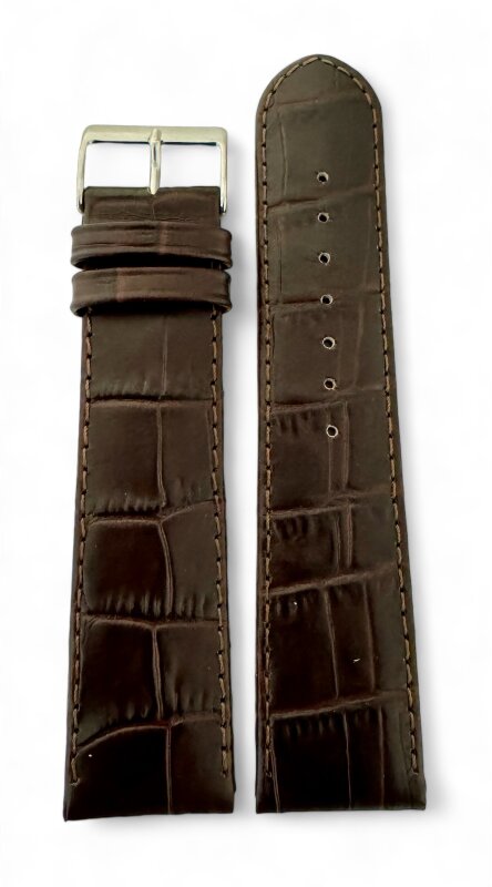 Uhrenlederband Louisiana Kroko Prägung 24/22 mm XL Überlänge